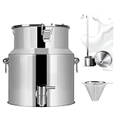 Edelstahl-Milchkanne mit Zapfhahn und Trichter – langlebige Weineimer-Eimer-Tragetasche, Ölfass...