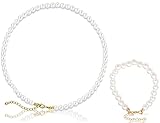 ZoeTekway Perlenkette Damen Perlen Ketten necklace Imitationsperlenkette Mit Perlenarmband...