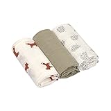 LÄSSIG Baby Puckdecke Spuckdecke Pucktuch Mulltuch 3er Set Baumwolle 60 x 60 cm/Swaddle & Burp...