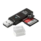 Kartenleser USB 2.0 Stick Card Reader SDHC SDXC MicroSD TF Adapter Speicherkarte (Schwarz - USB 2.0)