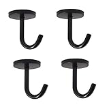 FYTRONDY Black Edition Deckenhaken aus Edelstahl, Schraubbefestigung, Kleiderbügel, 5,1 cm, 4...