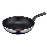 Tefal Resist Wokpfanne 28 cm, Titanium Antihaftversiegelung, nicht induktionsgeeignet, Thermo-Signal...