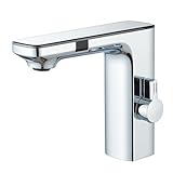 Hevenaov Infrarot Sensor Wasserhahn Bad Chrom, Automatisch Sensor Mischbatterie Bad Digitalanzeige...