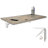 KDR Wandklapptisch 80x40 cm Eiche astig – Klappbarer Tisch zur Wandmontage – als Esstisch,...