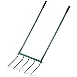 Homwin Broadfork Gartengerät mit Stahlgriff, robuste Fünf-Zinken, breite Gabel zum Lösen und...