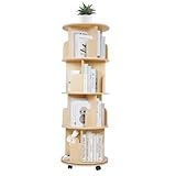 uyoyous Drehbares Bücherregal Drehbares Bücherregal aus Massivholz Holzregal mit Rädern, 360°...