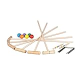 Relaxdays Krocket Spiel, 6 Spieler, Kinder & Erwachsene, Komplettset mit Tasche, Croquet Set Holz,...
