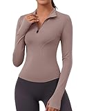 Rapbin Sportjacke Damen Funktionsshirt Langarm Sport Crop Tops für Fitness Sportshirt mit...