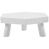 Homoyoyo Holz Pflanzenhocker Weiß Stabiler Blumenständer aus Massivem Holz Sechseckiger...