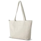 Tote Bag Damen Umhängetasche, Handtasche Beige Shopper Damen Uni Tasche mit Reißverschluss...