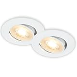 BRILONER - 2er Set LED Einbaustrahler 230V flach, schwenkbar, warmweißes Licht, LED Spot, flach,...