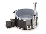 Finntherm Holz Badefass Stockholm aus Thermoholz, Whirlpool, Hot Tub Ø 200 cm, 8 Personen, inkl....