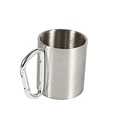 KSTE Tasse aus Stahl, Campingbecher, tragbar, aus Edelstahl mit Karabiner-Griff, Camping-Tasse für...