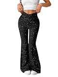 SOLY HUX Festival Outfit Hosen Damen Große Größen Hose Elegant Glitzer Schlaghose Hohe Taille...