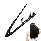 Frauen Haarglättungskamm, V-Form Stielkamm für Haarglätter, rutschfeste Haarpflege Gerät für...