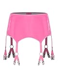 TiaoBug Damen Wetlook Strumpfgürtel Lack Leder Strapsgürtel mit Elastischen Strumpfhaltern 4...