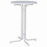 MFG 401470 Stehbiertisch / Stahlrohrgestell weiß, leicht mamoriert, TUV-Sevelitplatte / Ø 70 x 110...
