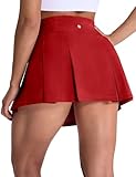 MIER Tennisrock für Damen, plissiert, Golfrock, Shorts mit Taschen, hohe Taille, athletischer Skort...