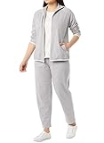 AmeriMark Damen Streifen Sweatanzug Set - 100% Baumwolle Hose und Jacke Outfit - - 2X