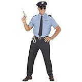 Widmann - Kostüm Polizist, Hemd, Hose, Gürtel, Krawatte, Hut, Uniform, Karneval, Motto-Party