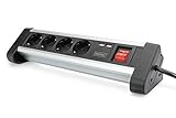 DIGITUS Steckdosenleiste mit USB - 2 Lade-Ports USB-A - 4 Steck-Dosen - Schalter - Schreib-Tisch &...