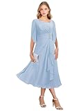 Kleid für die Brautmutter aus Chiffon, V-Ausschnitt, formelles Abendkleid, Ballkleid, Perlen,...