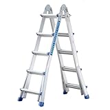 TREPPE Gelenkleiter, faltbar, teleskopisch, multifunktional, Aluminium, 4 x 5 Stufen, 5,10 m