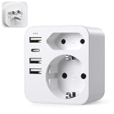 USA Adapter Stecker,Reiseadapter USA mit 3USB 1USB C (3.4A), mit 2 Steckdose,Adapter USA Deutschland...