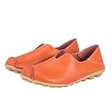 Leder-Slipper für Damen, wasserdicht, leicht, rutschfest, flach, Bootsfahrschuh, breite Passform,...