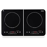 MEDION Doppel-Induktionskochplatte, 3500 Watt, Zwei Kochplatten, 10 Temperaturstufen, LED Display,...