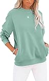 BUHIM Sweatshirt Damen Pullover Rundhals Langarmshirt Herbst Winter Pulli Baumwolle Casual Langarm...