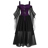 Kleid Mittelalter Mädchen Swing A-Linie Partykleider Mittelalter Kostüme Damen Gothic Kleider...