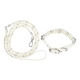 LIOOBO 2 Stück Verstellbares Welpen Halsband mit Perlen Teiliges Set Hundehalsband und Leine...
