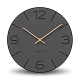 Cander Berlin MNU 2630 Y Wanduhr lautlos ohne Ticken 30 cm analog Wohnzimmer modern Vintage grau...