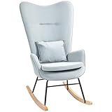HOMCOM Schaukelstuhl Schwingsessel mit Kissen, hoher Rückenlehne Armlehnsessel mit Samtoptik,...