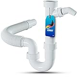 LOBENSWERK Siphon für Küchenspüle mit flexiblem Ablaufschlauch - 100% Wasserdicht - Röhrensiphon...