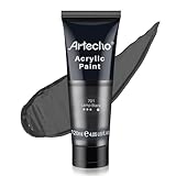 Artecho Acrylfarbe Schwarz 120 ml, Wasserfest und Lichtecht, Schnell Trocknend, Acrylfarbe für...