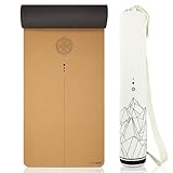 Mosswell Premium Kork-Yogamatte (4mm dick) - Rutschfeste Fitnessmatte mit Hilfslinien - Pilatesmatte...