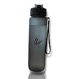 S-HubOla S-Hunter Serie Trinkflasche 1L mit Strohhalm, BPA-frei, auslaufsicher, praktische...