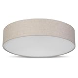REV Deckenlampe - LED Deckenleuchte rund 50cm mit Stoff-Lampenschirm im Vintage-Look – ideal für...