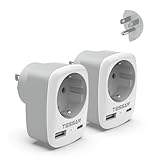 TESSAN 2er Pack USA Adapter Steckdose, 3 in 1 Reiseadapter Kanada mit USB C und USB A, Adapter USA...