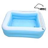 Kisangel Aufblasbarer Kinderpool Blau weiß Dickes PVC Material Strapazierfähiges Planschbecken mit...