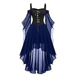 Halloween Kostüm Damen Gothic Vintage Kleid Mittelalter Gebundene Taille Hexenkostüm Vampir...