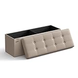 SONGMICS Sitzhocker mit Stauraum, klappbare Sitzbank, 38 x 110 x 38 cm Fußbank, Aufbewahrungsbox,...