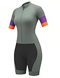 13 Style Damen Radanzug Triathlon Racing Team Jersey Einteiler Jumpsuit Kurzarm Eng Radanzug Gel-Pad...