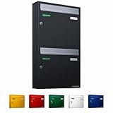 AL Briefkastensysteme Basic 2er Briefkasten RAL 7016 Anthrazit Grau/Einwurfklappe RAL 9006 Weiß...