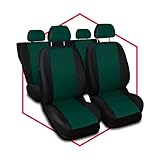 Saferide 3er Set Autositzbezüge PKW universal | Auto Sitzbezüge Polyester Grün für Airbag...