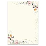 50 Blatt Briefpapier TROPISCHE BLUMEN - DIN A5 (210x148 mm), 90 g/m² - Bunt