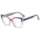 kachawoo Cat Eye Brillen Rahmen Anti Blaulicht Optische Brillen Frauen Polygon TR90 Brillen (purple...