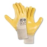texxor 12 Stück Nitril-Handschuhe 2356, Strickbund, Packung, natur-gelb, 10/XL, Nitrilhandschuhe,...